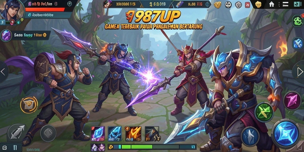 Tampilan gameplay seru dari 987UP yang menampilkan pertarungan multiplayer.