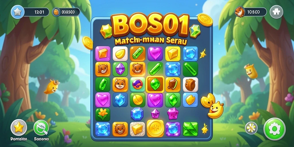 Tampilan gameplay BOS01 yang penuh warna dan menarik.
