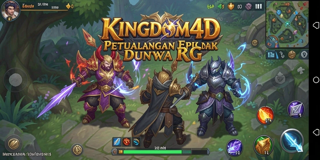 Tampilan gameplay KINGDOM4D dengan pertarungan epik dan eksplorasi dunia fantasi.