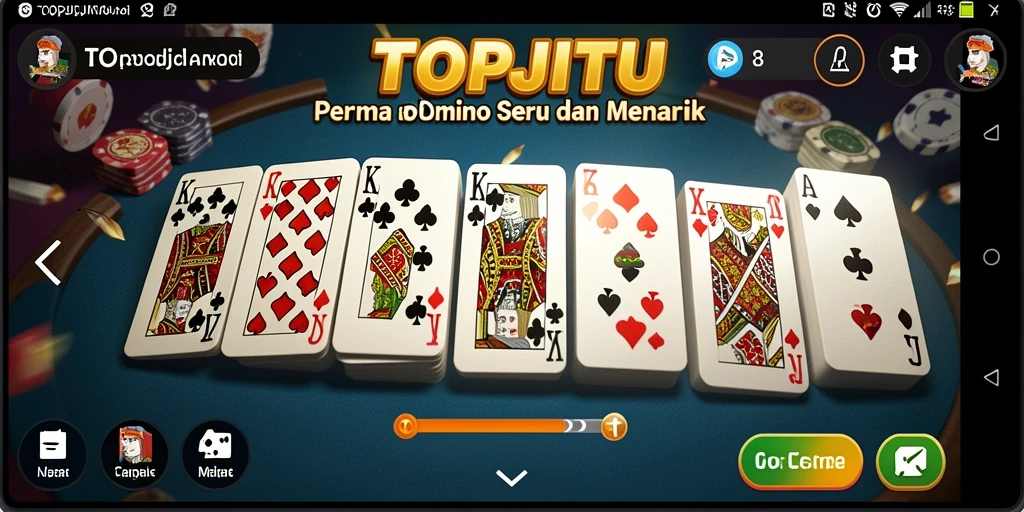 Screenshot gameplay seru TOPJITU yang menampilkan momen kompetisi Domino.